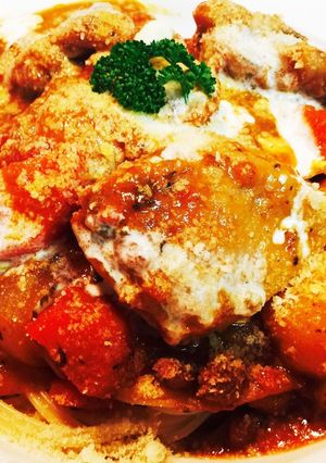 ゴロゴロ野菜と鶏肉のトマトクリームパスタ-レシピのメイン写真