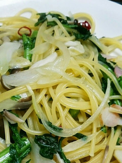 春菊でパスタ-レシピのメイン写真