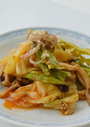 春キャベツのソテー（エビチリ味）-レシピのメイン写真