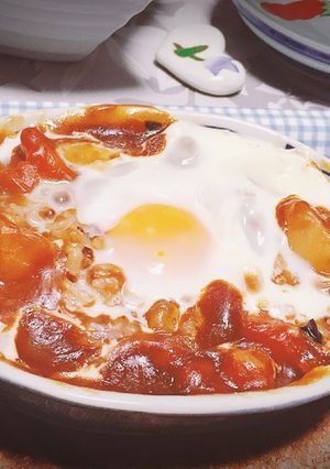 洗い物なし！5分で簡単月見カレードリア！-レシピのメイン写真