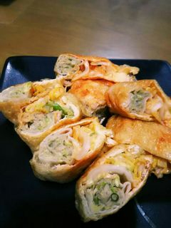 餃子とキムチで簡単!油揚げきんちゃく!-レシピのメイン写真