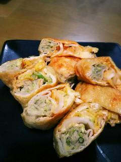 餃子とキムチで簡単!油揚げきんちゃく!-レシピのメイン写真
