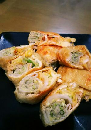 餃子とキムチで簡単！油揚げきんちゃく！-レシピのメイン写真