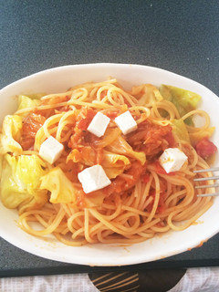 ツナとキャベツのトマトソースパスタ-レシピのメイン写真