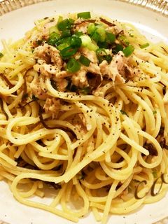ツナと塩昆布の和風パスタ-レシピのメイン写真