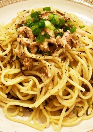 ツナと塩昆布の和風パスタ-レシピのメイン写真