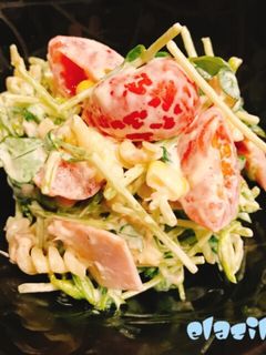 アンチエイジングにぴったり!豆苗サラダ♪-レシピのメイン写真