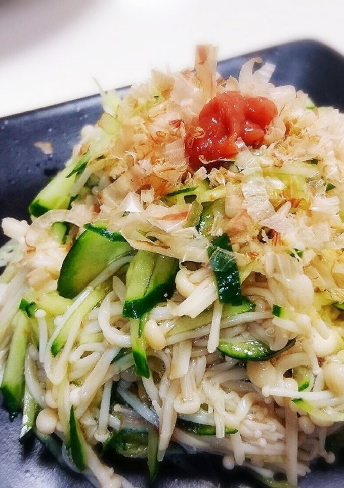 レンジで簡単☆エノキと胡瓜のねり梅和え☆-レシピのメイン写真