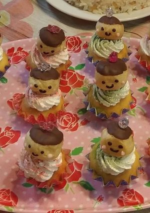 ひな祭りスイーツ♥カップケーキでお雛様。-レシピのメイン写真