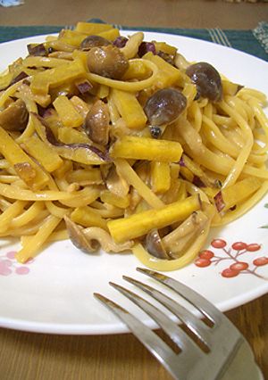 さつまいもときのこの秋色パスタ-レシピのメイン写真