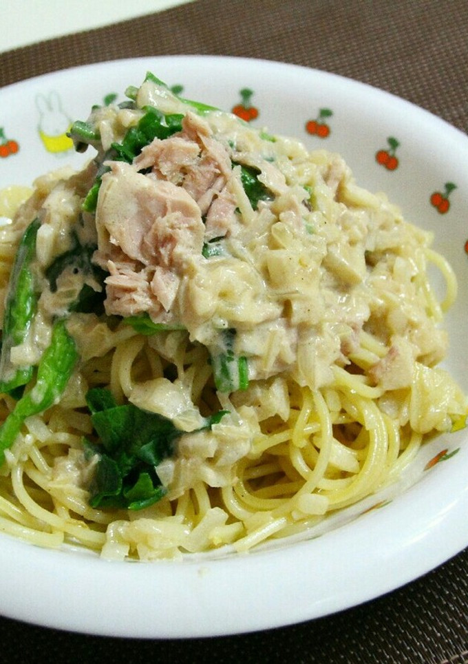 ツナとほうれん草のマヨ和風パスタ-レシピのメイン写真