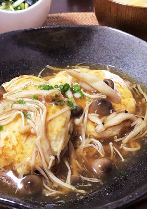 豆腐入り！キノコのあんかけバーグ♡-レシピのメイン写真