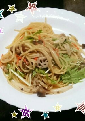 和風パスタ れんこんと水菜のバター醤油-レシピのメイン写真