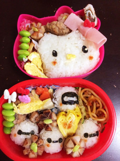 キティちゃんとベイマックス弁当5歳と3歳-レシピのメイン写真