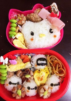 キティちゃんとベイマックス弁当5歳と3歳-レシピのメイン写真