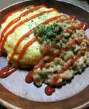 簡単♡いつものオムライスに納豆ON♪