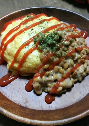 簡単♡いつものオムライスに納豆ON♪-レシピのメイン写真