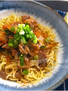 ラ王冷やし中華で◎まろやか豚キムチ温麺-レシピのメイン写真