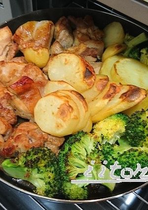 【グリルパン】チキン×野菜のガリバタ醤油-レシピのメイン写真