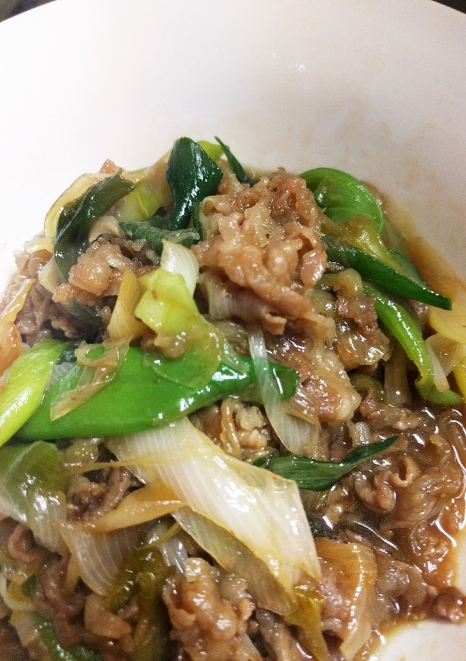 牛肉と長ネギ炒め（味はすき焼き風）-レシピのメイン写真