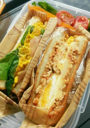 ☆かぼちゃサラダと鶏チーズホットサンド☆-レシピのメイン写真
