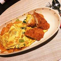 豆腐でオムレツ（チキンライス付）-レシピのメイン写真