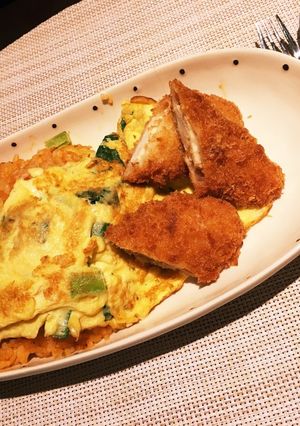 豆腐でオムレツ（チキンライス付）-レシピのメイン写真
