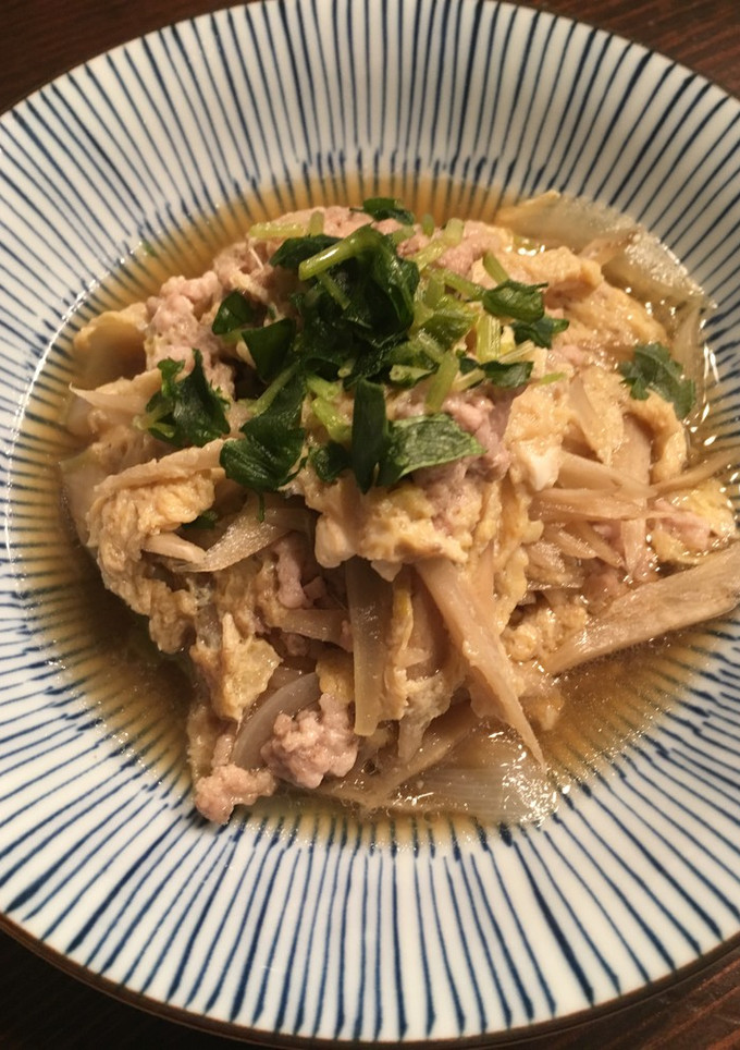 ひき肉で☆柳川風卵とじ-レシピのメイン写真