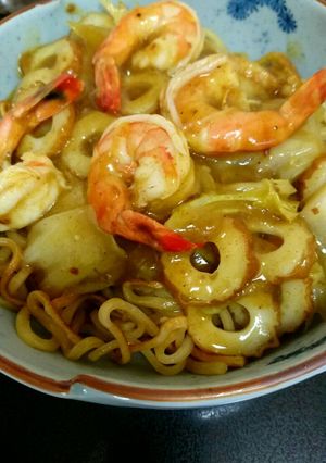 海老カレーあんかけ焼きそば-レシピのメイン写真