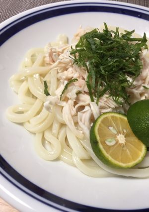 夏バテにも！ササミとシソの冷やしうどん-レシピのメイン写真