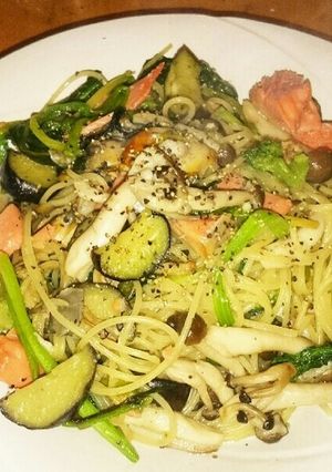 カキとシャケの具沢山パスタ-レシピのメイン写真