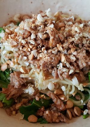 餃子の王将麺de菜花と挽き肉の和え麺-レシピのメイン写真