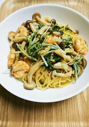 えびと水菜のぽん酢パスタ-レシピのメイン写真