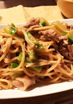 豚こまと余り物野菜の柚子胡椒パスタ-レシピのメイン写真