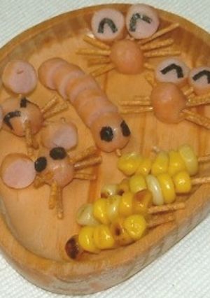 キャラ弁♪ウインナーキャラと焼きもろこし-レシピのメイン写真