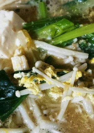 減塩 卵入り豆腐ほうれん草えのき味噌汁-レシピのメイン写真