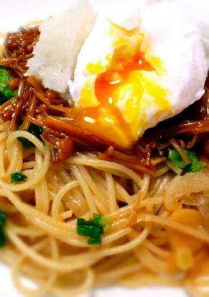☆なめ茸パスタの温玉のせ☆-レシピのメイン写真