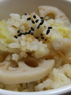 蓮根&さつま芋☆ドレッシング炊き込みご飯-レシピのメイン写真