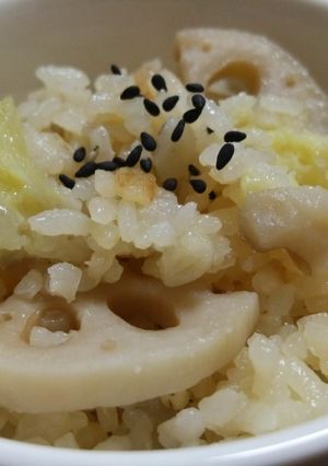 蓮根＆さつま芋☆ドレッシング炊き込みご飯-レシピのメイン写真