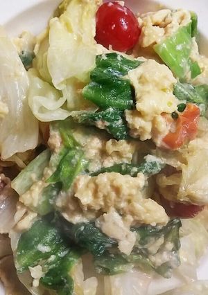 スピード料理！レタスとトマトの卵とじ-レシピのメイン写真