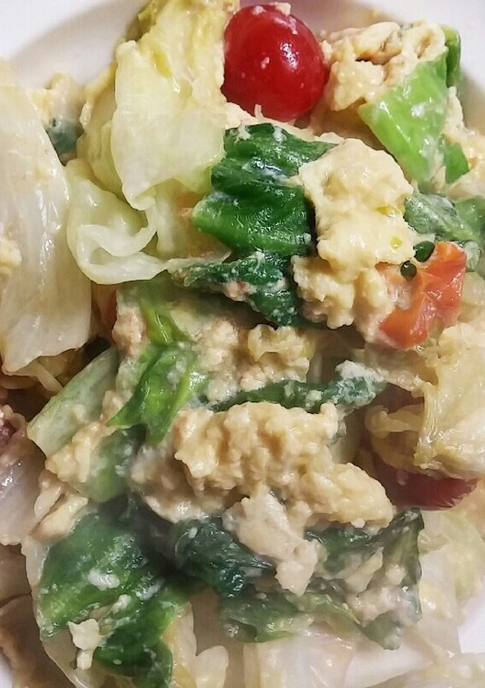 スピード料理！レタスとトマトの卵とじ-レシピのメイン写真
