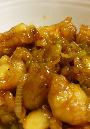 ひざナンコツ唐揚げを甘辛煮にして…。-レシピのメイン写真