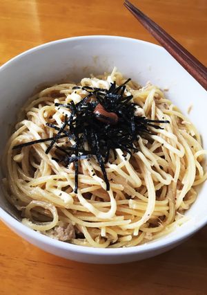 簡単!和風ツナマヨ梅パスタ-レシピのメイン写真