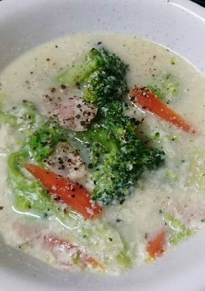 ヘルシー！ブロッコリーと白菜の豆乳スープ-レシピのメイン写真