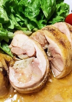鶏もも肉のエノキ巻き蒸し♪-レシピのメイン写真