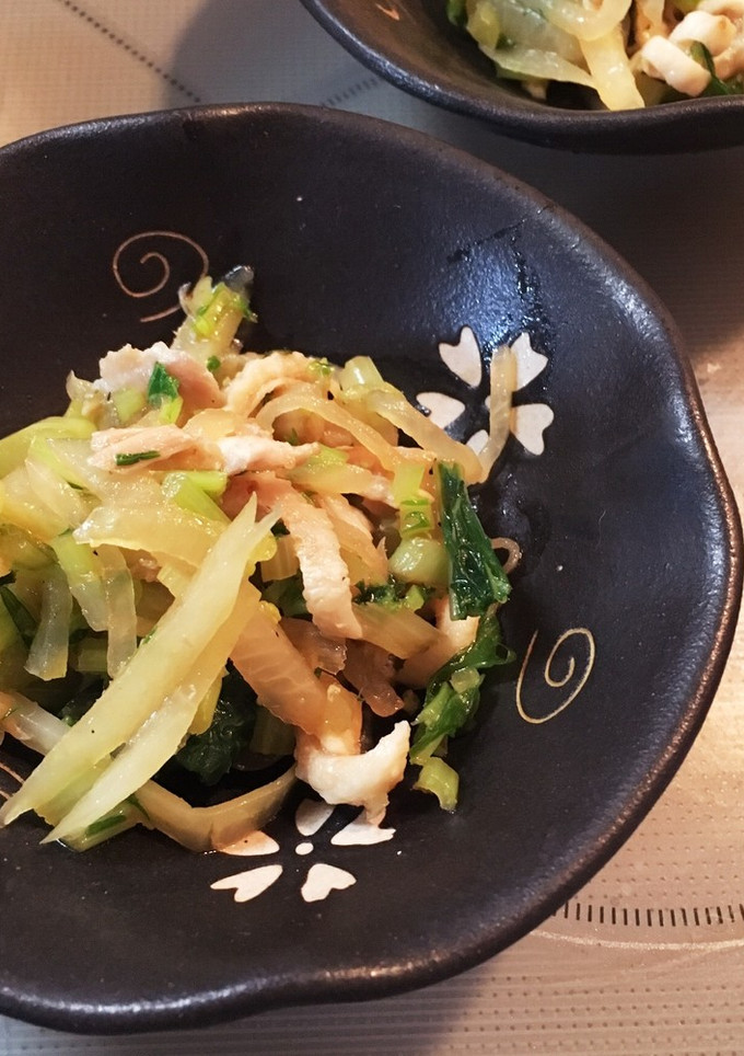 大根と水菜とカリカリ鶏皮の醤油和え-レシピのメイン写真