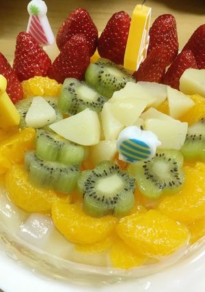 フルーツいっぱいゼリーケーキ♪-レシピのメイン写真