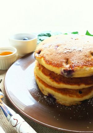 豆腐でふっくら☆ブルーベリーホットケーキ-レシピのメイン写真