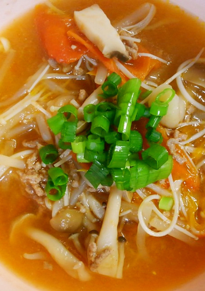 簡単＊もやしとトマト挽き肉の中華スープ♪-レシピのメイン写真