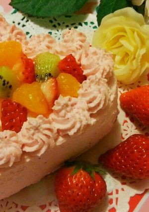 バレンタイン❤ハートのフルーツケーキ-レシピのメイン写真